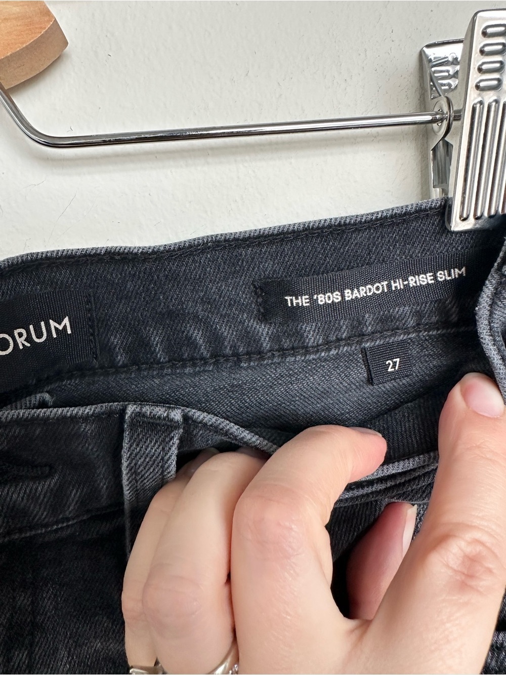 Denim Forum ($128) 80s Bardot High Rise Slim Jeans Black Liquorice Vintage Sz 27 - Picture 10 of 16